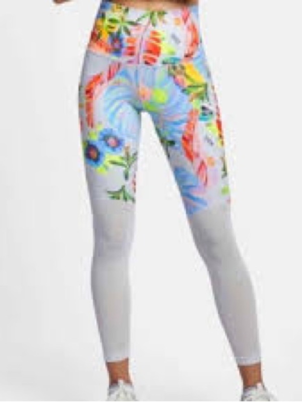 Nike Tropical Hyper Femme Power Leggings Mesh High Rise medium athletic